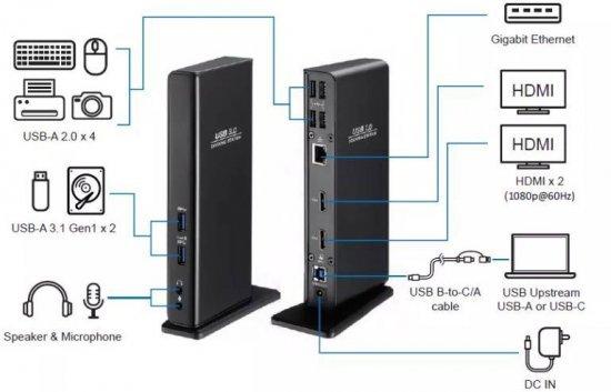 תחנת עגינה Gold Touch Dual Hdmi 4Xusb2.0 2XUSB3.1 SPK/Mic Lan