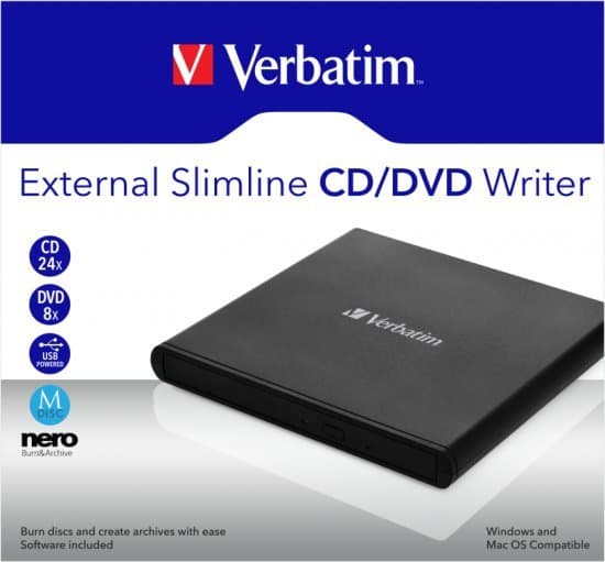 צורב DVD נייד חיצוני שחור Verbatim External Slimline