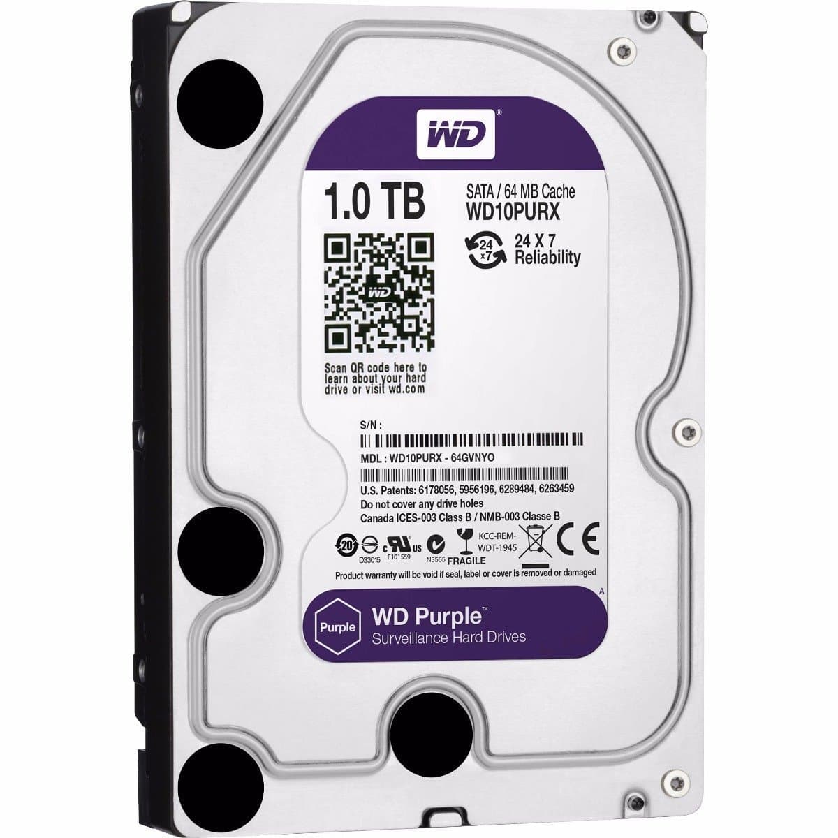 דיסק קשיח פנימי לנייח WD 1TB Purple 5400rpm 64MB 3.5