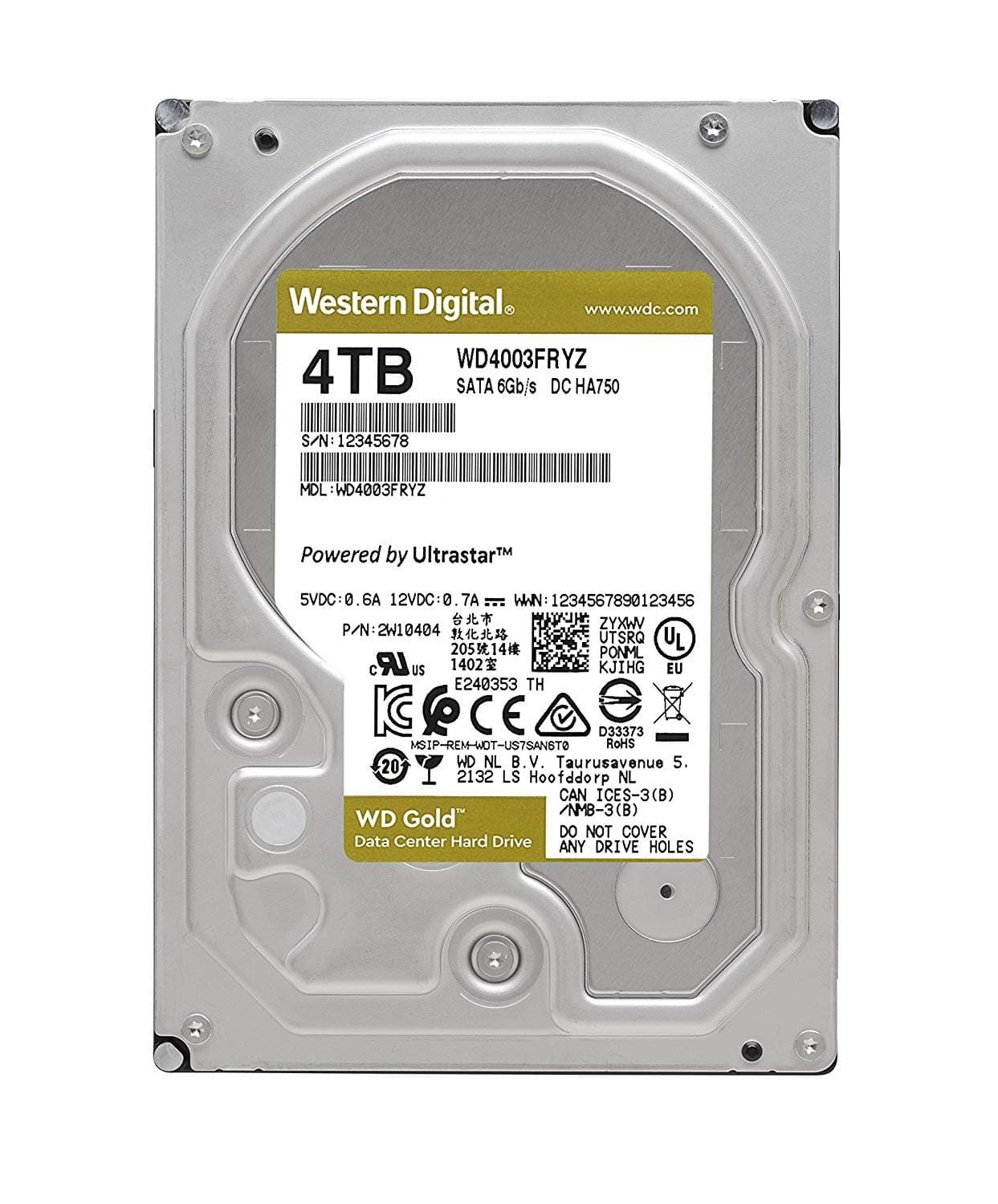 דיסק קשיח פנימי לנייח WD 4TB Gold Enterprise 256MB Cache 7200RPM